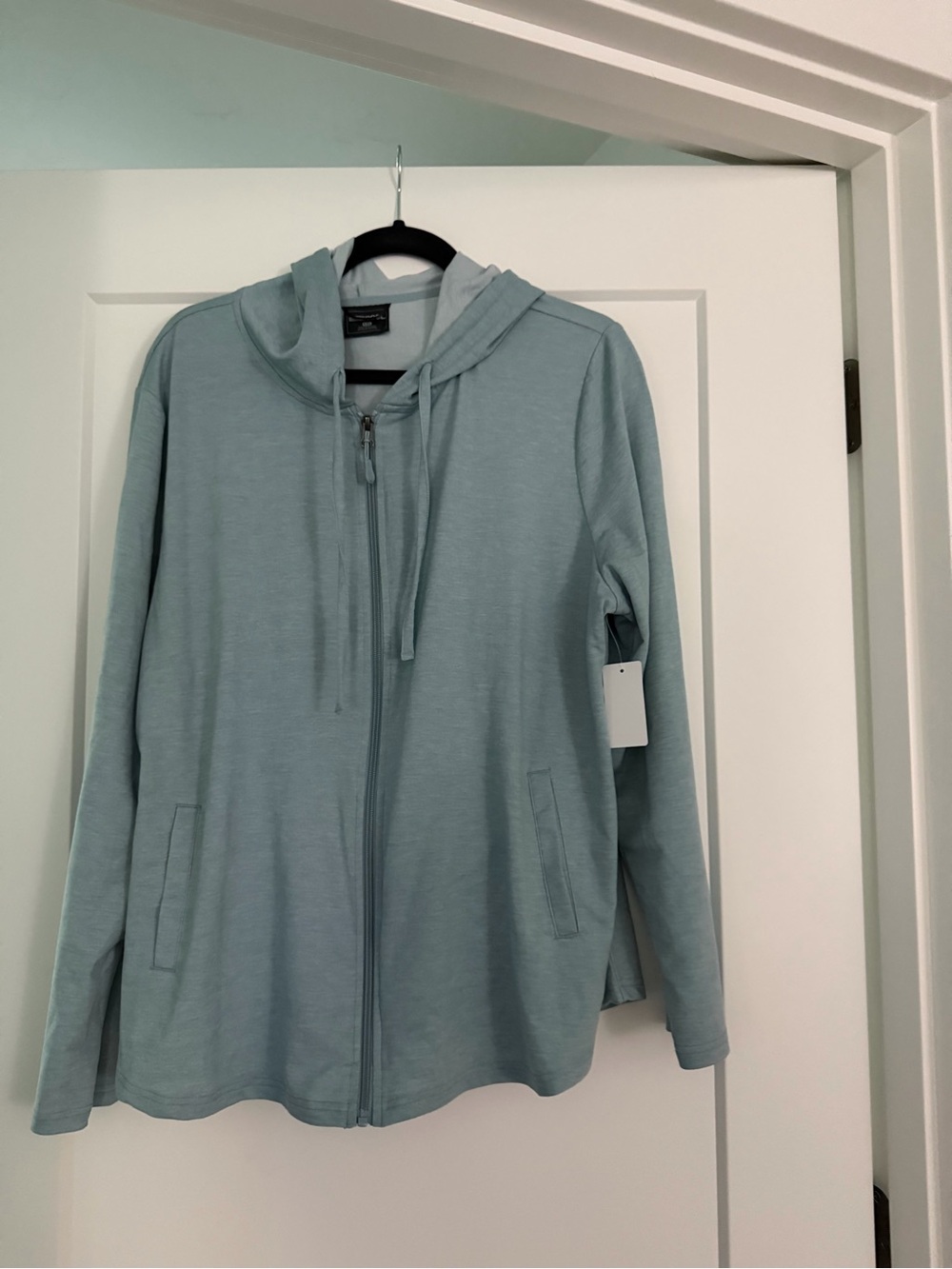 Women's Light Blue Hooded Utility Zip Jacket